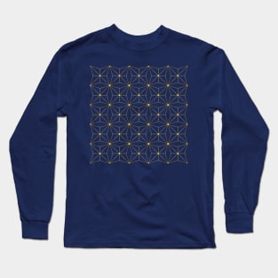 Art Deco geometric pattern navy and gold Long Sleeve T-Shirt